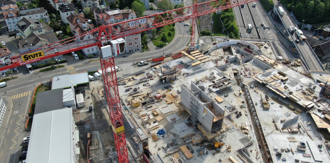 Die Baustelle: In St. Gallen entsteht die neue Halle 1. | © alkus AG