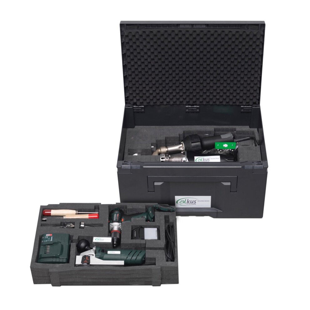 The alkus® repair kit contains the welding device and all the tools you need to carry out the repair process. The alkus® repair kit contains the welding device and all the tools you need to carry out the repair process.